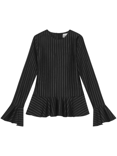 GANNI pinstriped peplum blouse Black T4085