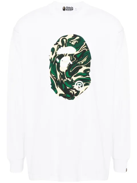 A BATHING APE® marbling camo logo T-shirt White 001LTK801309M