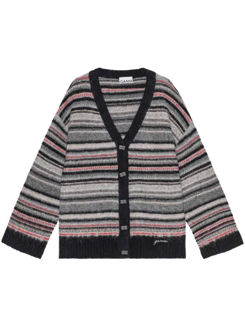 GANNI striped buttoned cardigan Grey K2357