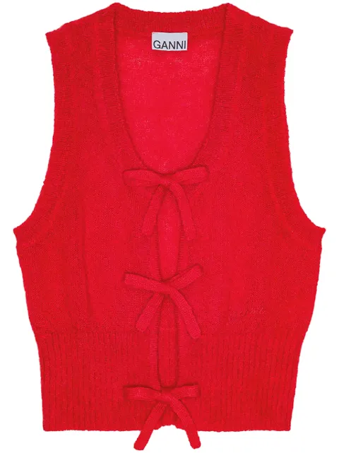 GANNI bow detailing sleeveless vest Red K2344