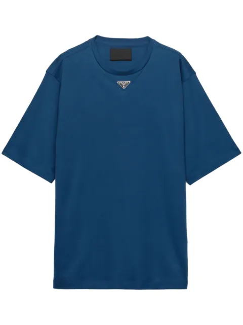 Prada triangle logo cotton t-shirt Blue UJN861S232240