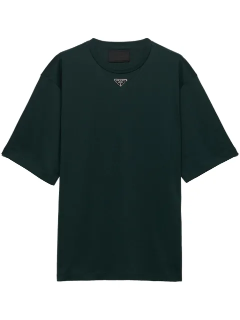 Prada triangle logo cotton t-shirt Green UJN861S232240
