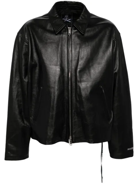 Mastermind World full-zip leather jacket Black MW24S13BL017
