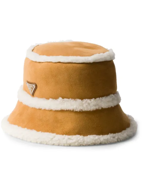 Prada suede shearling bucket hat Brown 2HC1372C5A