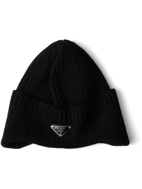 Prada enamel-logo wool beanie Black 2HC3892DZL