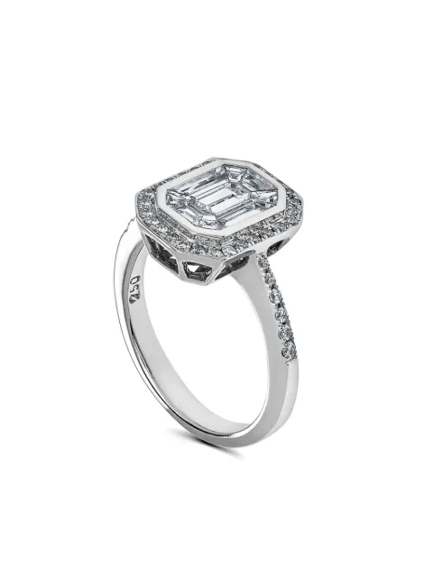 Jewels Aficionado 18kt white gold diamond halo ring Silver JAR24DWG