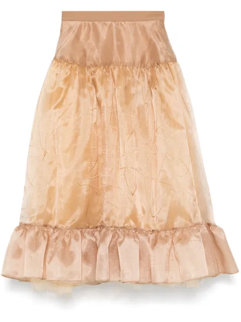 Papa Oppong metallic-threading midi skirt Brown POSS2508