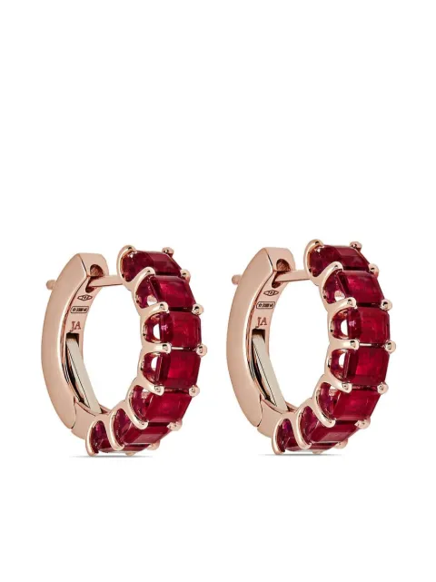 Jewels Aficionado 18kt rose gold ruby hoop earrings Pink JAE11RRG