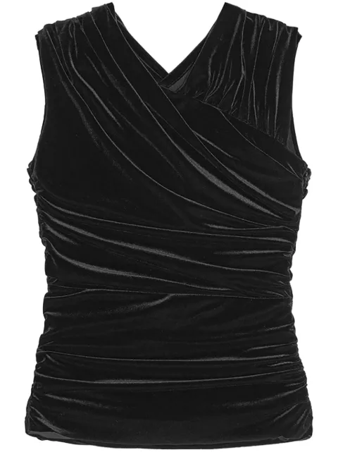 GANNI ruched-detailing top Black T4103