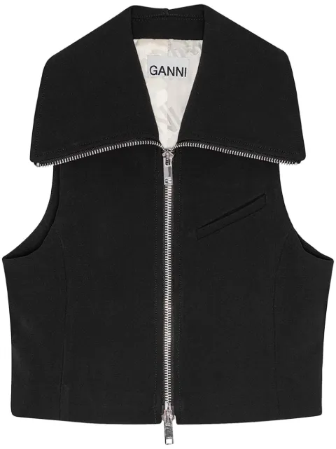 GANNI sleeveless zipped vest Black W0189