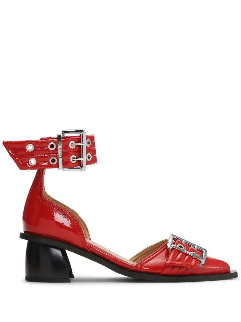 GANNI buckled open cut pumps Red S2904