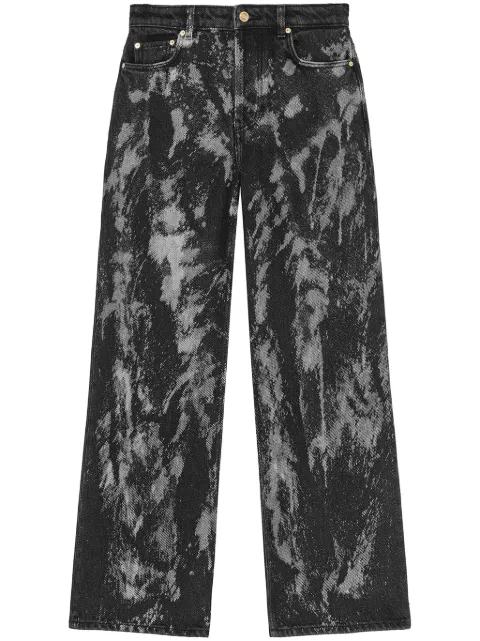 GANNI painterly-print palazzo trousers Black J1595