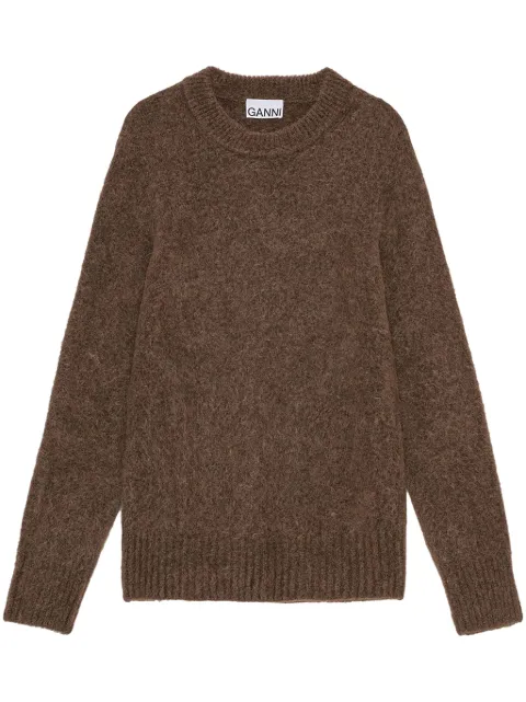 GANNI brushed long sleeve jumper Brown K2403