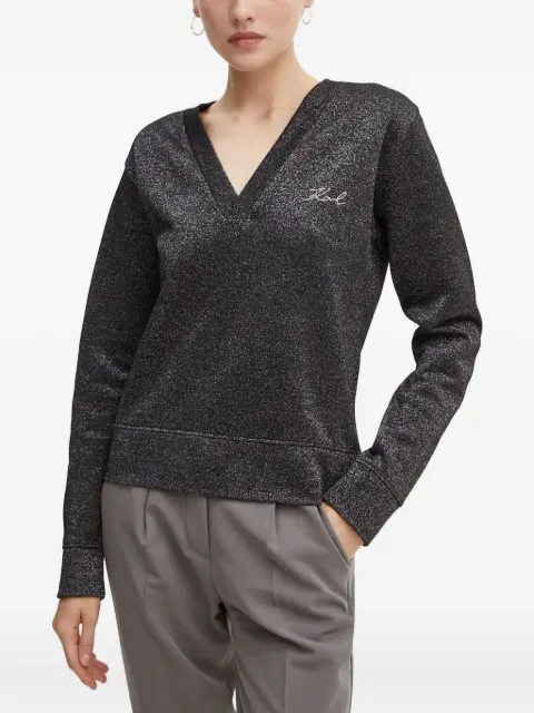 Karl Lagerfeld V-neck logo-embroidered sweatshirt Black 246W1805289