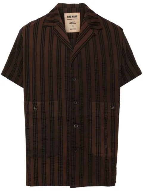 Uma Wang striped short sleeves shirt Brown S4MUM1507