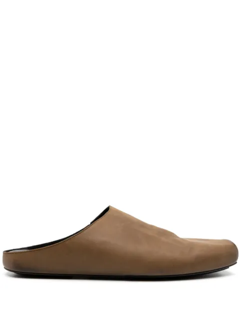 Uma Wang square-toe leather slippers Green W4MUS9592