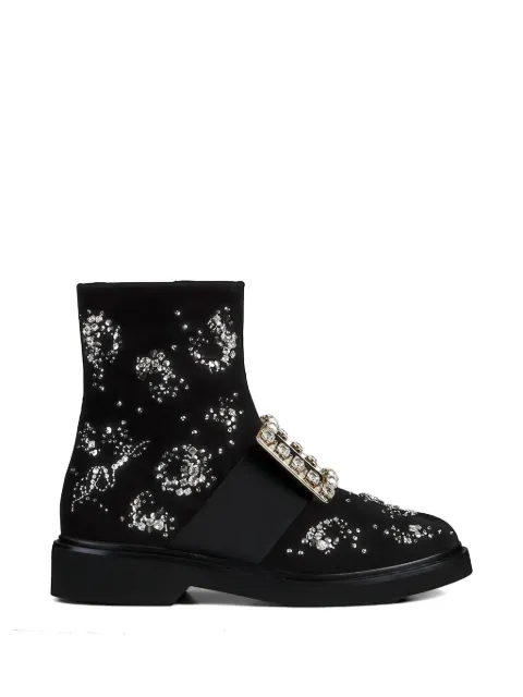 Roger Vivier strass velvet bootie Black RVW54829990CFE