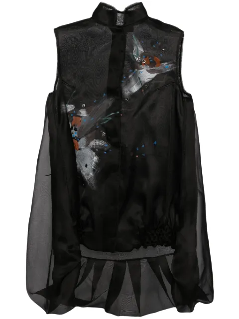 SHIATZY CHEN Libre collection standing collar vest Black 640174