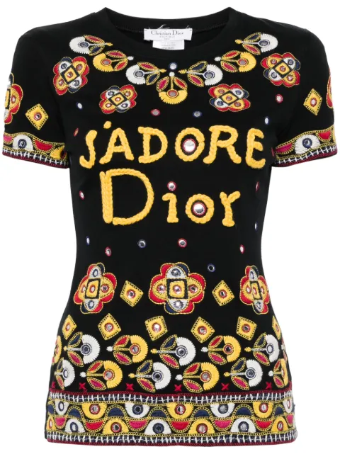 Christian Dior Pre-Owned 2004 graphic embroidery short-sleeves T-shirt Black 4P16155200
