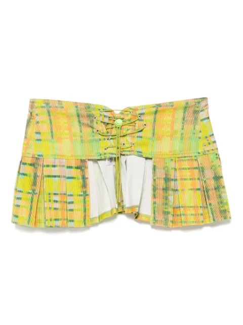 Collina Strada plaid corduroy bungee belt Green XX1292