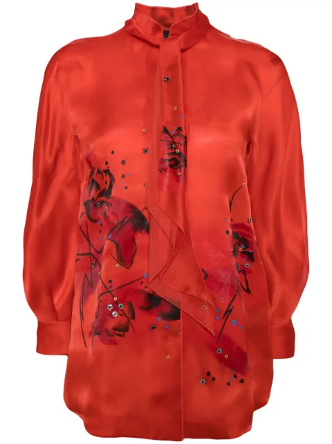 SHIATZY CHEN Libre collection standing collar shirt Red 640181