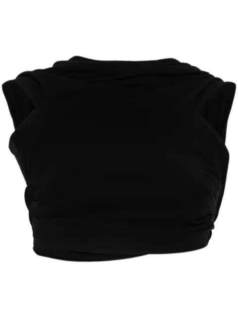 Casablanca crepe draped crop top Black WF24TP063