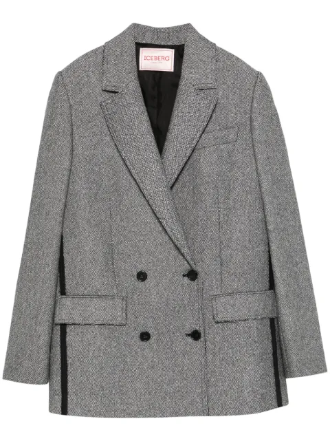 Iceberg double-breasted herringbone blazer Black L0113141