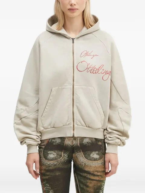 Ottolinger embroidered zip-up hoodie Neutrals 1150204121