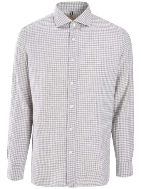 Borrelli checked poplin shirt Grey SR44765