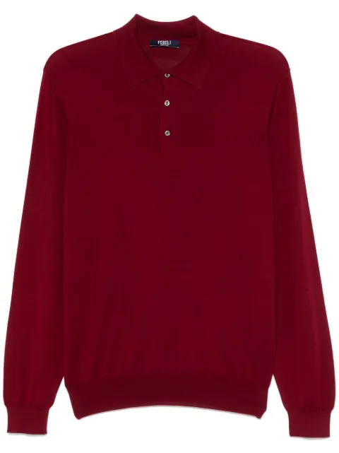 Fedeli fine-knit polo shirt Red 7UI07129