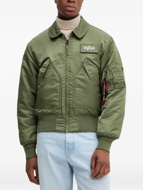 Alpha Industries logo patch zip jacket Green 100102