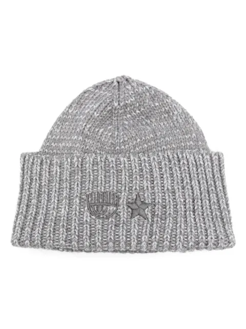 Chiara Ferragni Eye Star-embroidered beanie Grey 77SBZK32ZG340