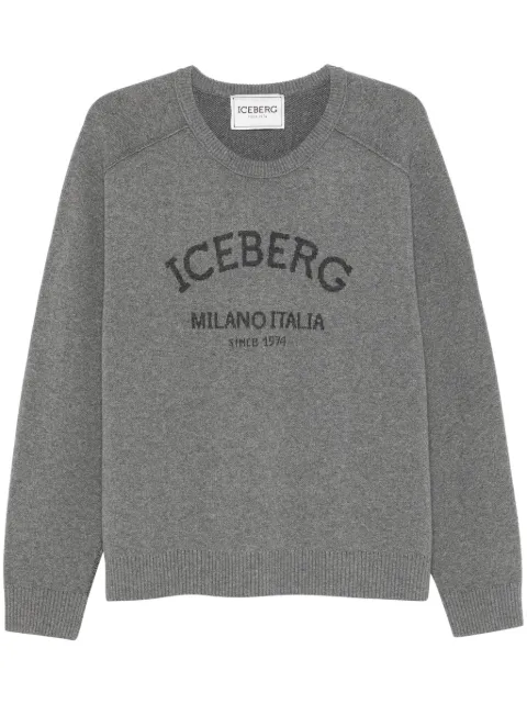 Iceberg logo-intarsia crew-neck sweater Grey A0187056