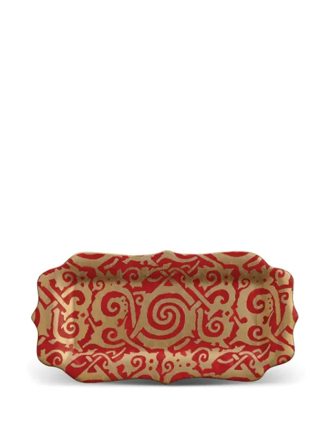 L'Objet Fortuny Maori platter (41cm x 20cm) Red LPF27