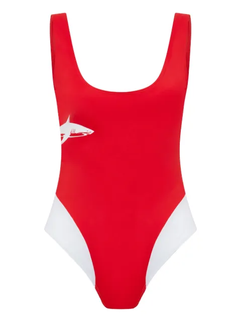 Let's Swim Shark swimsuit Red LSW008SSREDWHITE