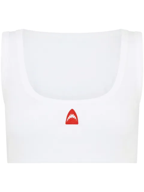 Let's Swim ribbed knit cropped vest top White LSW014VEWHITE