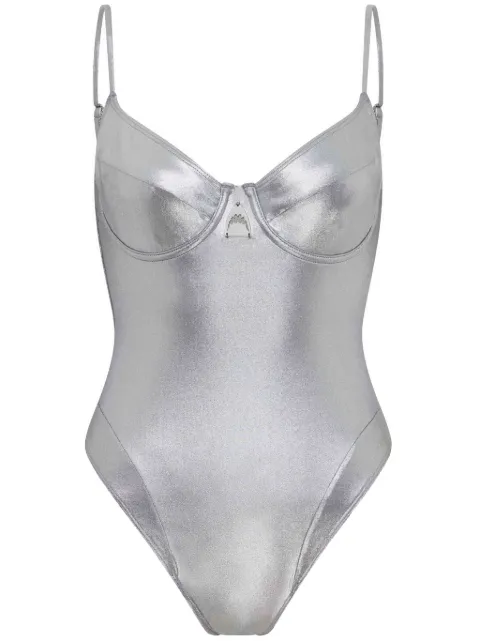 Let's Swim metallic-finish swimsuit Grey LSW003SSSWIMSUITSILVER