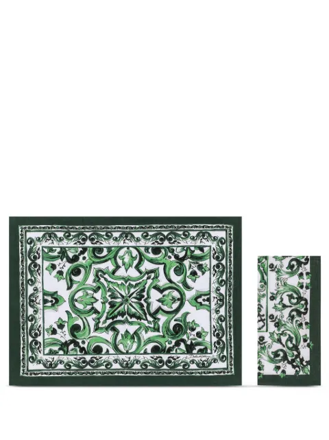 Dolce & Gabbana Maiolica-print placemat and napkin Green TCGS04TCAG9
