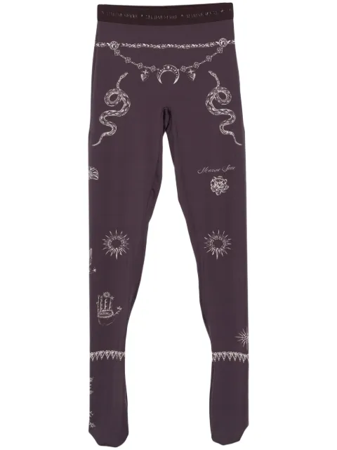 Marine Serre tattoo-printed jersey tights Brown WPA043ACWOV0051