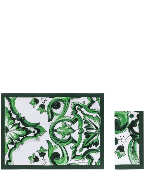 Dolce & Gabbana Maiolica-print placemat and napkin Green TCGS04TCAG9