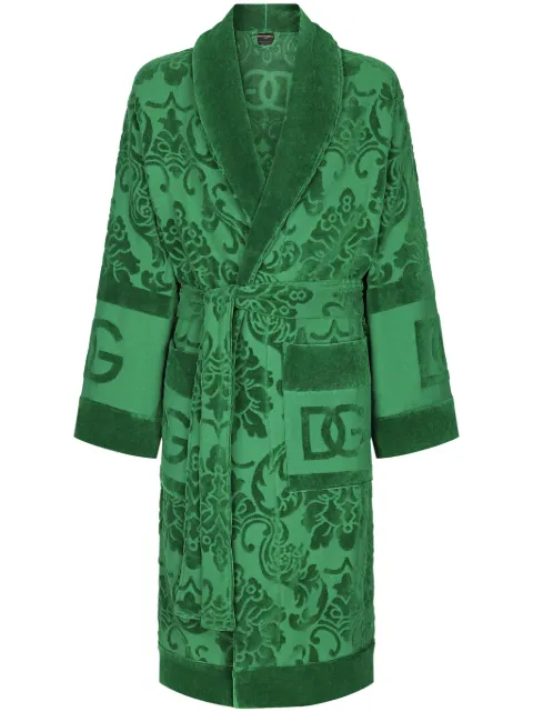 Dolce & Gabbana terry cotton jacquard bath robe Green TCF009TCAGM