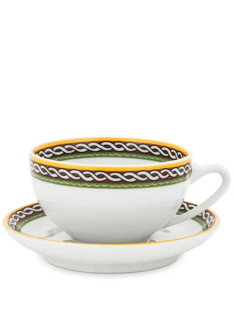 Dolce & Gabbana Carretto Siciliano-trim teacups (set of two) White TC0S13TCALIUC152