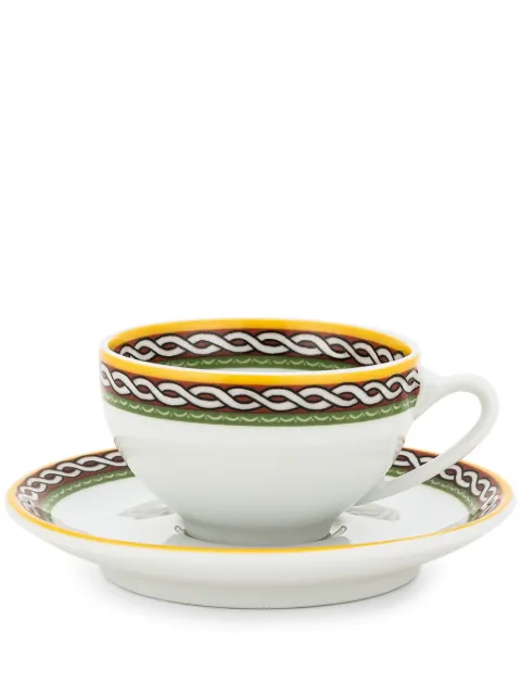 Dolce & Gabbana Carretto Sicilian-trim espresso cups (set of two) White TC0S12TCALIUC152