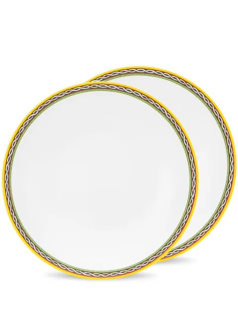 Dolce & Gabbana Carretto Siciliano-trim soup plates White TC0S05TCALIUC152