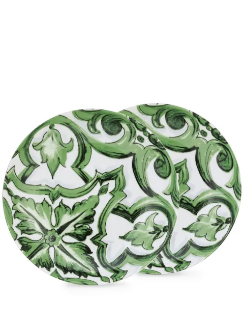 Dolce & Gabbana Maiolica-print porcelain soup plates White TC0S05TCA38