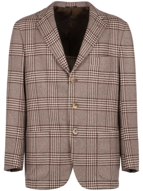 Kiton check-pattern blazer Brown UG89K0110C2600A