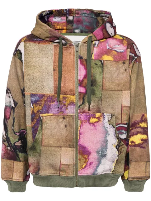 KidSuper Faces Collage hooded jacket Brown AW24HD01