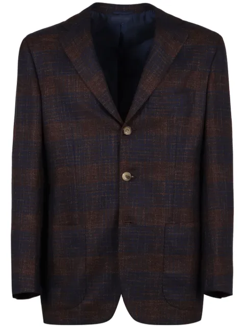 Kiton check-pattern blazer Blue UG89K0111C30008
