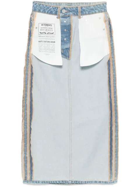 VETEMENTS Inside-Out denim midi skirt Blue WA65SK870N