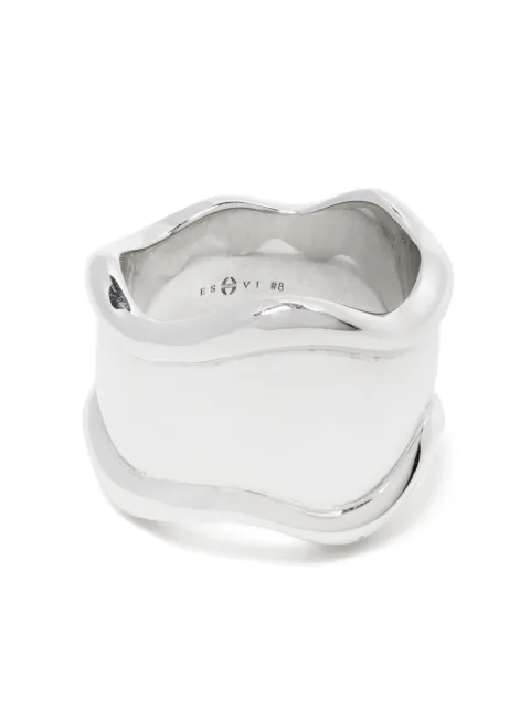 Eshvi wave brass ring Silver 20165XRBWSH2